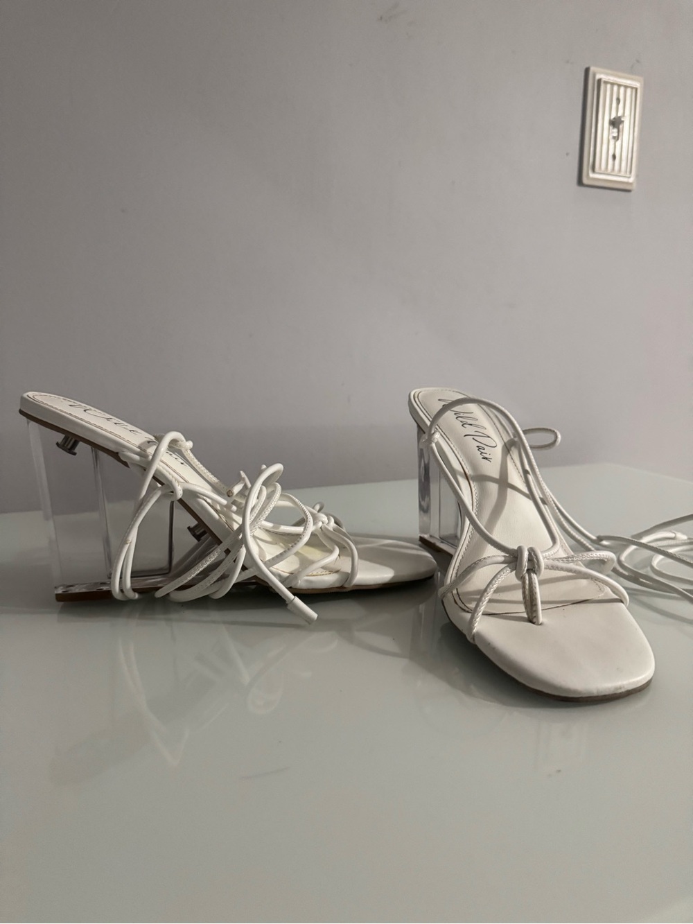 Wild Pair White Strappy Lace-Up Heeled Sandals